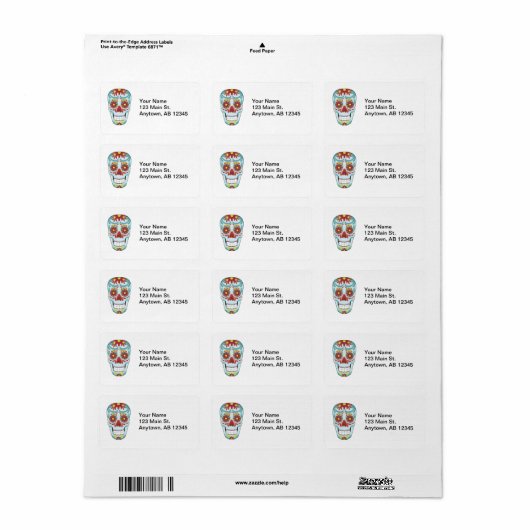 Suiker schedel label (Full Sheet)