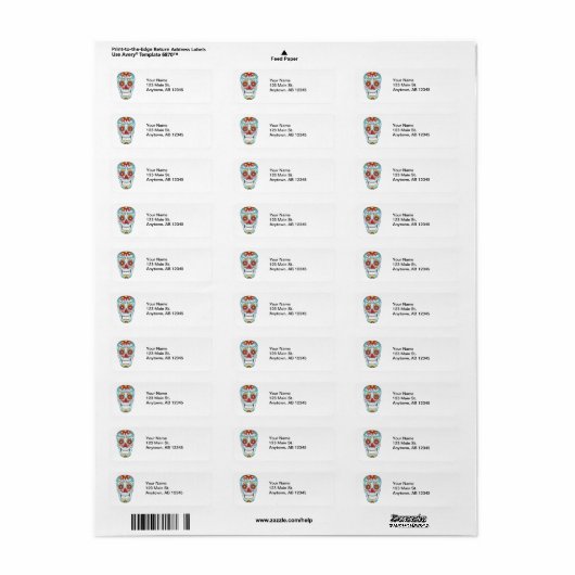 Suiker schedel label (Full Sheet)