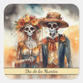 Suiker Schedel Liefje, op maat gemaakt Vierkante Sticker (Voorkant)