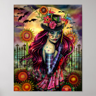 Suiker Schedel Meisje Fantasie Kunst door Molly Ha Poster