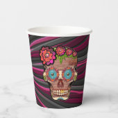 Suiker schedel met bloemenkroon van houtlook papieren bekers (Achterkant)