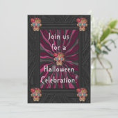 Suiker schedel met bloemenkroon van houtsnijwerk kaart (Staand voorkant)