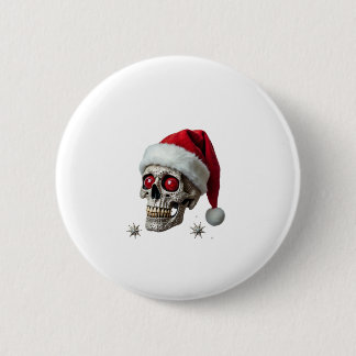 Suiker Schedel met Kerstman Hoed T-shirt Kerst Pyj Ronde Button 5,7 Cm
