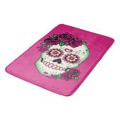 Suiker schedel met Rozen Badmat (Gekanteld)