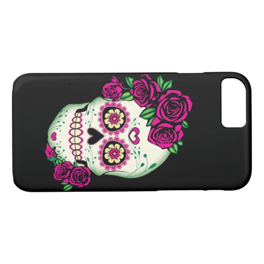 Suiker schedel met Rozen Case-Mate iPhone Case (Achterkant (Horizontaal))