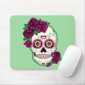 Suiker schedel met Rozen Muismat (Met muis)