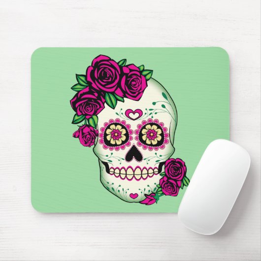 Suiker schedel met Rozen Muismat (Met muis)