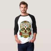 Suiker schedel met Rozen T-shirt (Voorkant volledig)