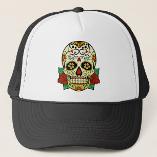 Suiker schedel met Rozen Trucker Pet