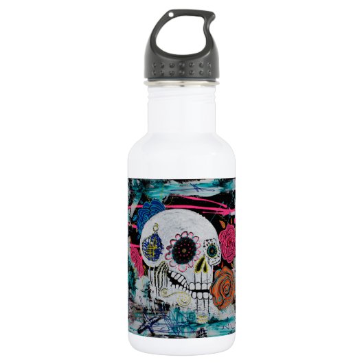 Suiker schedel met Rozen Waterfles (Voorkant)