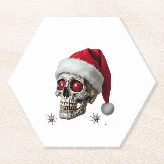 Suiker Schedel met Santa Hoed Tee Kerst Pijama Xm Kartonnen Onderzetters