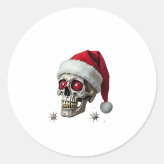 Suiker Schedel met Santa Hoed Tee Kerst Pijama Xm Ronde Sticker