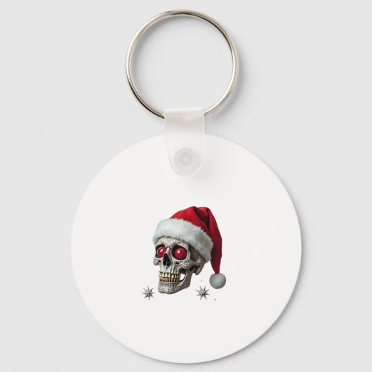 Suiker Schedel met Santa Hoed Tee Kerstmis Pyjama Sleutelhanger (Voorkant)