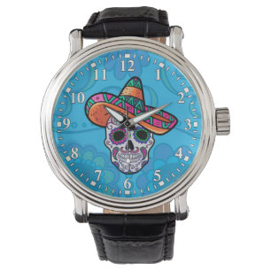 Suiker Schedel Mexicaanse Hoed Horloge