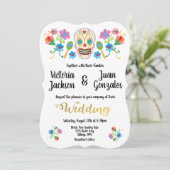 Suiker Schedel Mexicaanse Trouw Uitnodigingen Bord (Staand voorkant)