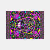 Suiker schedel Neon Roze Fleece Deken (Voorkant (Horizontaal))