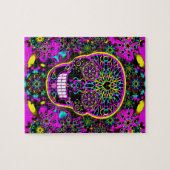 Suiker schedel Neon Roze Legpuzzel (Horizontaal)