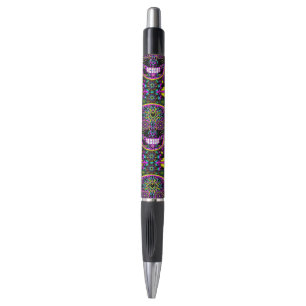 Suiker schedel Neon Roze Pen