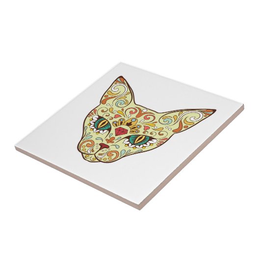 Suiker schedel - ontwerp van het Tattoo Tegeltje (Zijkant)