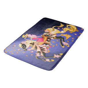 Suiker Schedel Paard & Dame Zwart Blauw Badmat