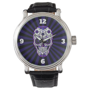 Suiker Schedel Paarse Kleuren Horloge 