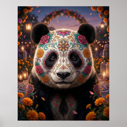 Suiker Schedel Panda Poster (Voorkant)
