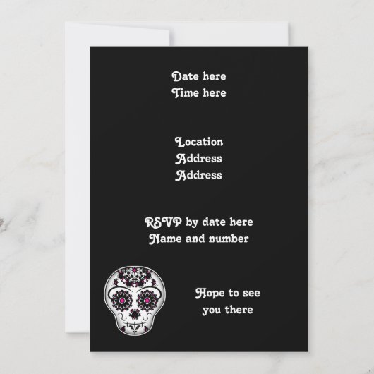 Suiker schedel partij kaart (Achterkant)