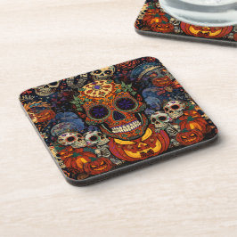 Suiker Schedel Pompoen Feest, Calavera Bier Onderzetter