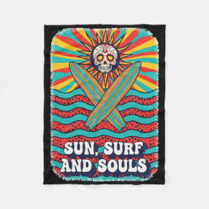 Suiker Schedel Psychedelische Zon Retro Surf Oceaa Fleece Deken