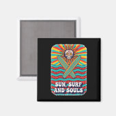 Suiker Schedel Psychedelische Zon Retro Surf Oceaa Magneet (Voorkant / Achterkant)