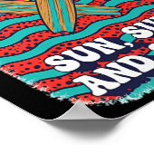 Suiker Schedel Psychedelische Zon Retro Surf Oceaa Poster (Hoek)