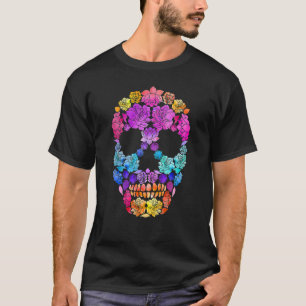 Suiker Schedel Roos Bloemen Bloem Gothische Mycolo T-shirt