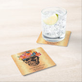 Suiker Schedel Rozen Gouden Schedel Kunst Kartonnen Onderzetters (Insitu)