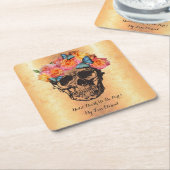 Suiker Schedel Rozen Gouden Schedel Kunst Kartonnen Onderzetters (Schuin)