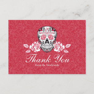 Suiker schedel + Rozen Vat Dank je creditcard Blan Aankondiging