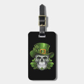 Suiker Schedel St. Patrick's Dag Klavertje Bagagelabel (Voorkant verticaal)