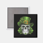 Suiker Schedel St. Patrick's Dag Klavertje Magneet (Voorkant / Achterkant)