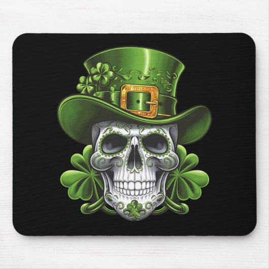Suiker Schedel St. Patrick's Dag Klavertje Muismat (Voorkant)