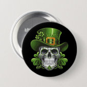 Suiker Schedel St. Patrick's Dag Klavertje Ronde Button 7,6 Cm (Voorkant /achterkant)