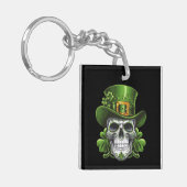 Suiker Schedel St. Patrick's Dag Klavertje Sleutelhanger (Voorkant Links)