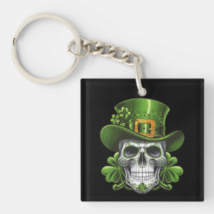 Suiker Schedel St. Patrick's Dag Klavertje Sleutelhanger