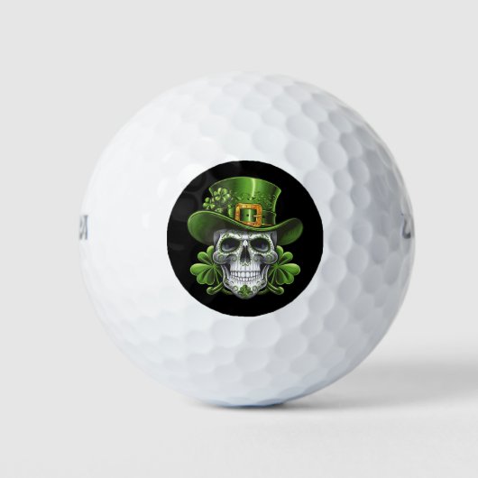 Suiker Schedel St. Patrick's Dag Shamrock Golfballen (Voorkant)