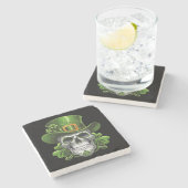 Suiker Schedel St. Patrick's Dag Shamrock Stenen Onderzetter (Zijkant)