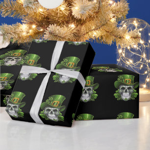 Suiker Schedel St. Patrick's Day Klaver Cadeaupapier