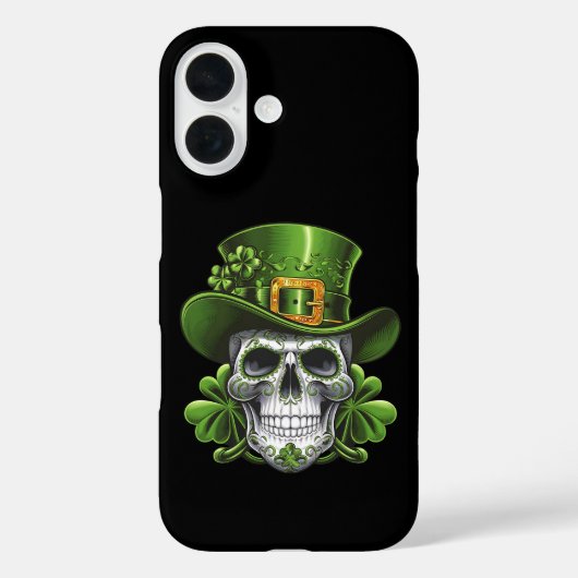 Suiker Schedel St. Patrick's Day Klaver Case-Mate iPhone Case (Achterkant)