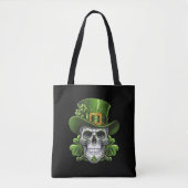 Suiker Schedel St. Patrick's Day Klaver Tote Bag (Voorkant)