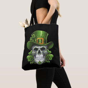 Suiker Schedel St. Patrick's Day Klaver Tote Bag