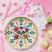 💀🎉Suiker Schedel Superware Día de los Muertos Papieren Bordje (Feest)