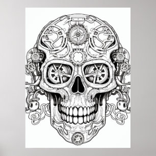Suiker Schedel Teken Kunst voor Kinderen + Volwass Poster