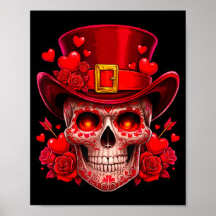 Suiker Schedel Valentijn Cupido Rode Rozen Koppels Poster